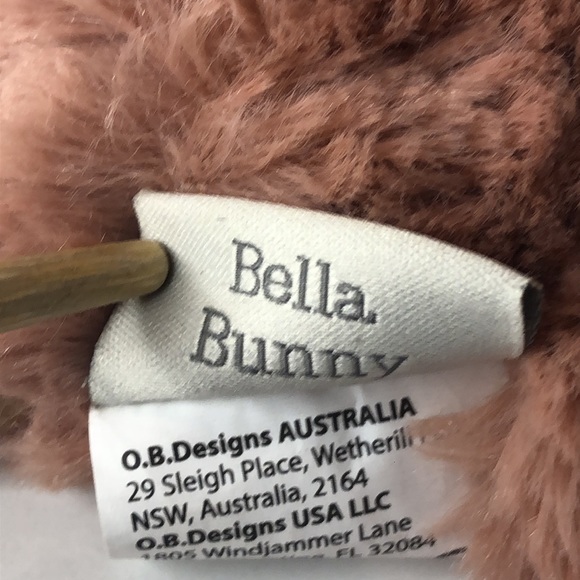 Dusty Pink Bunny Natural Wooden Teether Rattle Plush Lovey O B Designs - Picture 4 of 4